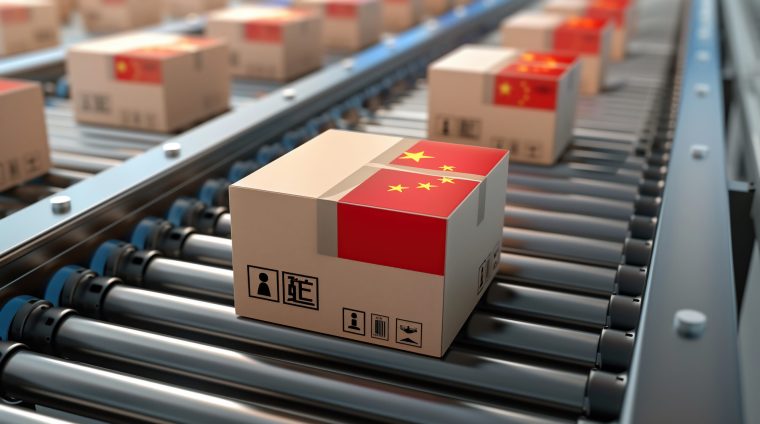Freight containers with China and United Arab Emirates national flags. 3D Rendering Freight containers with China and United Arab Emirates national flags. 3D Rendering . High quality photo